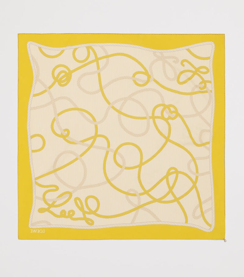 LOEWE silk twill scarf with abstract Anagram print 90x90, UK version