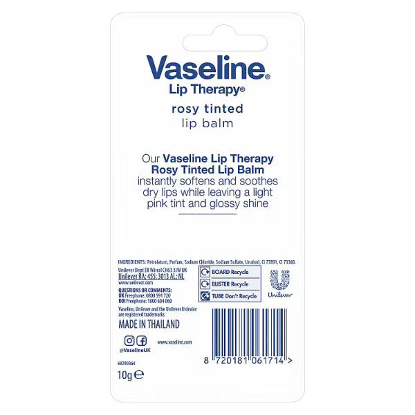 Vaseline Lip Therapy Rosy Tinted Lip Balm 10g (British brand)