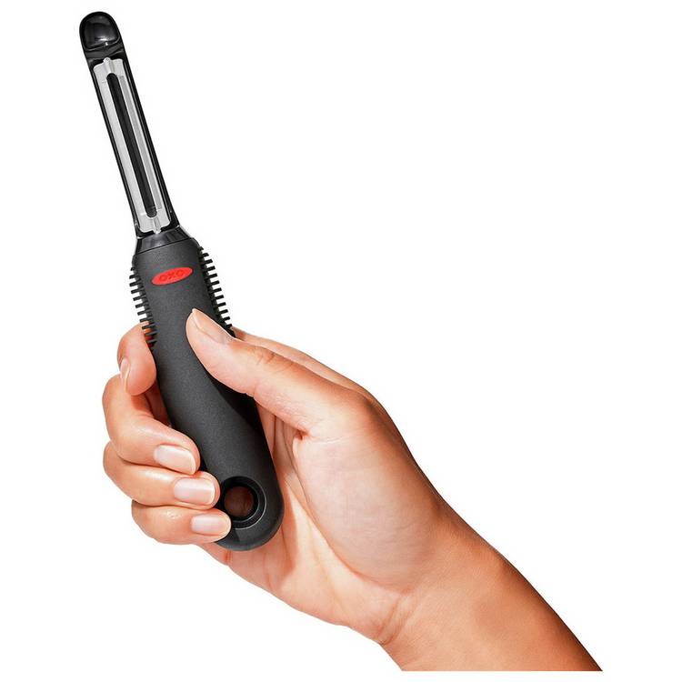 OXO Softworks swivel peeler black, imported from the UK