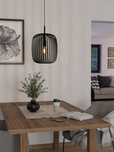 Next Eglo Black Romazzina Caged Modern Pendant Ceiling Light- Buy online at McGrocer