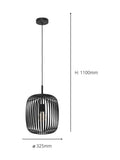 Eglo black caged pendant light 110cm height - British product