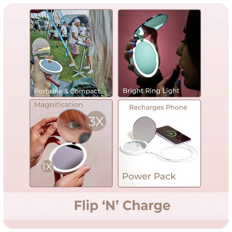 Stylpro Flip and Charge powerbank compact mirror, imported from the UK