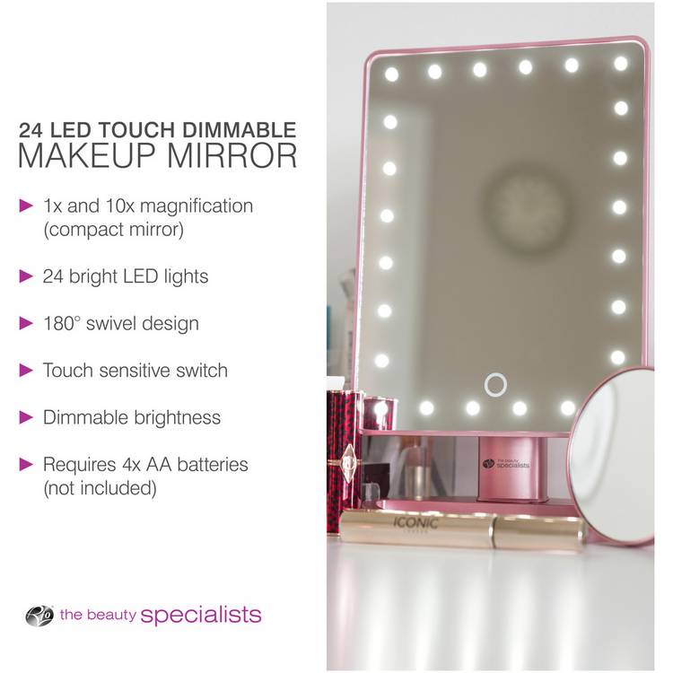 Rio touch dimmable cosmetic mirror rosegold (British brand)