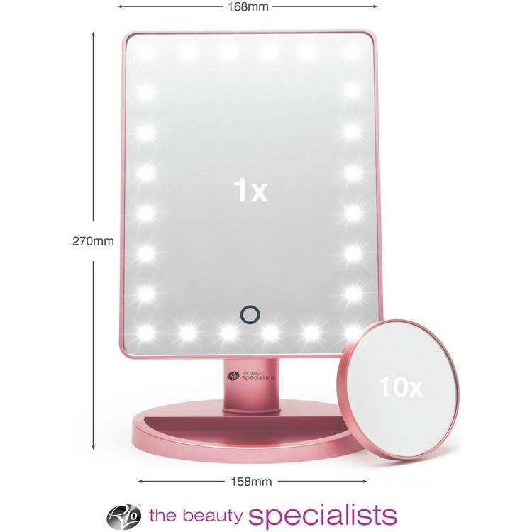 Rio touch dimmable cosmetic mirror rosegold (British brand)