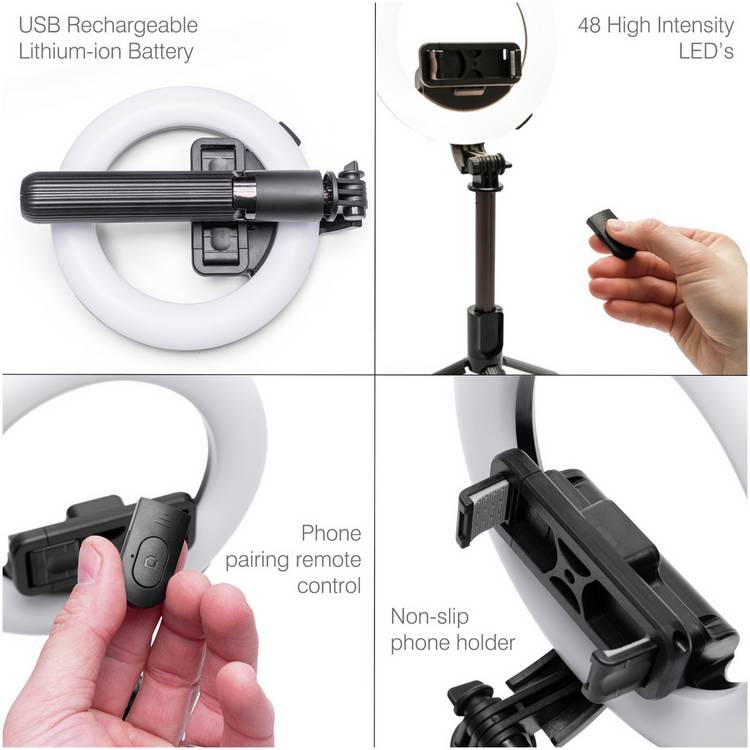 Rio adjustable vlogging tripod ring light, imported from the UK