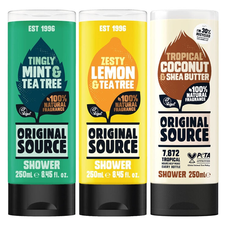 Original Source shower gel multipack 6 x 250ml, imported from the UK