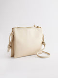 Small bone cream leather cross body bag - British product