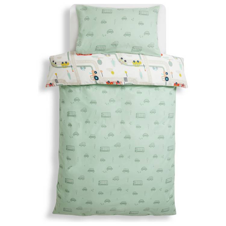Habitat transport themed toddler bedding set, imported from the UK