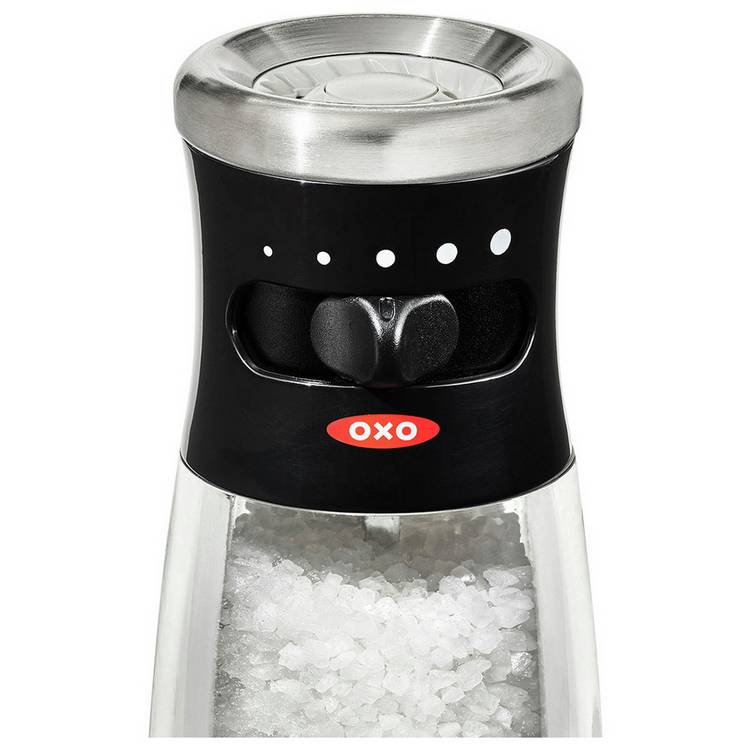 OXO Softworks acrylic salt grinder black, UK version