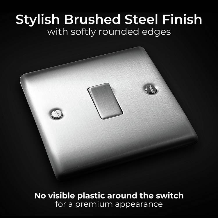 BG Nexus brushed steel 2-way light switch 20A (British brand)