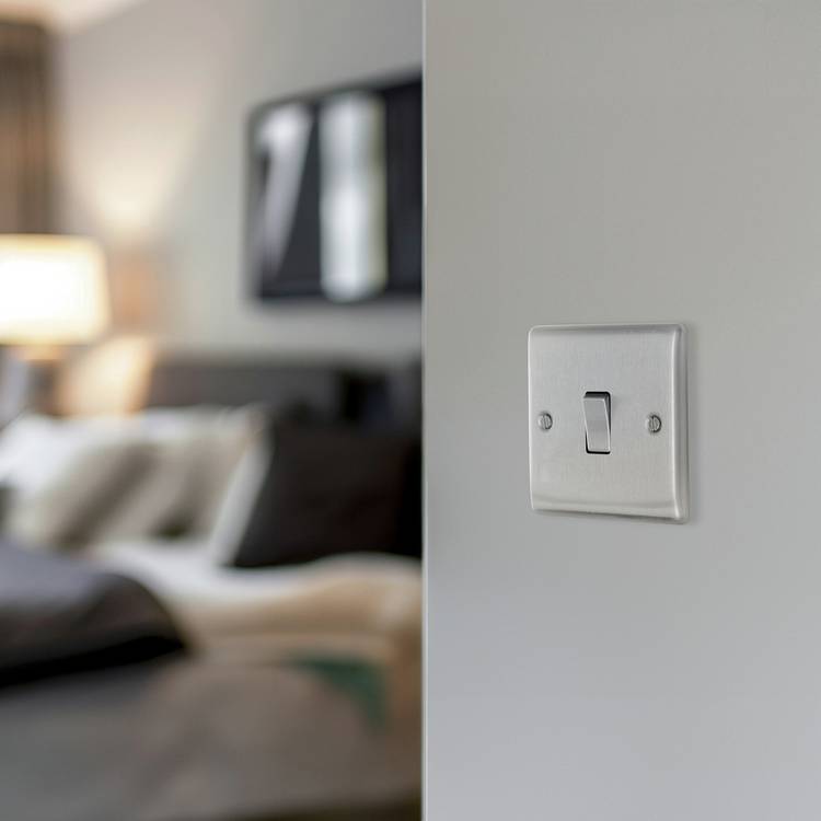 BG Nexus brushed steel 2-way light switch 20A (British brand)