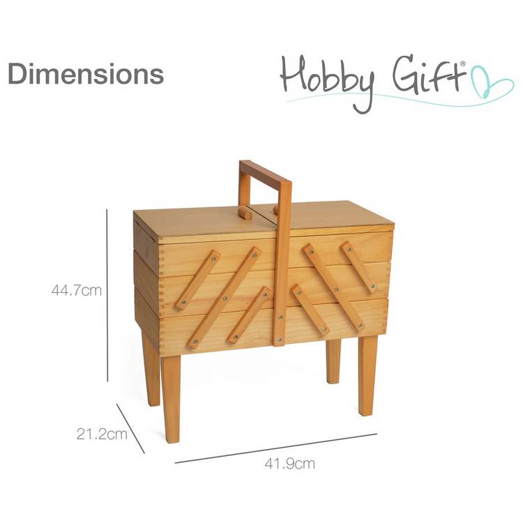 Hobby Gift cantilever sewing box beech wood, imported from the UK