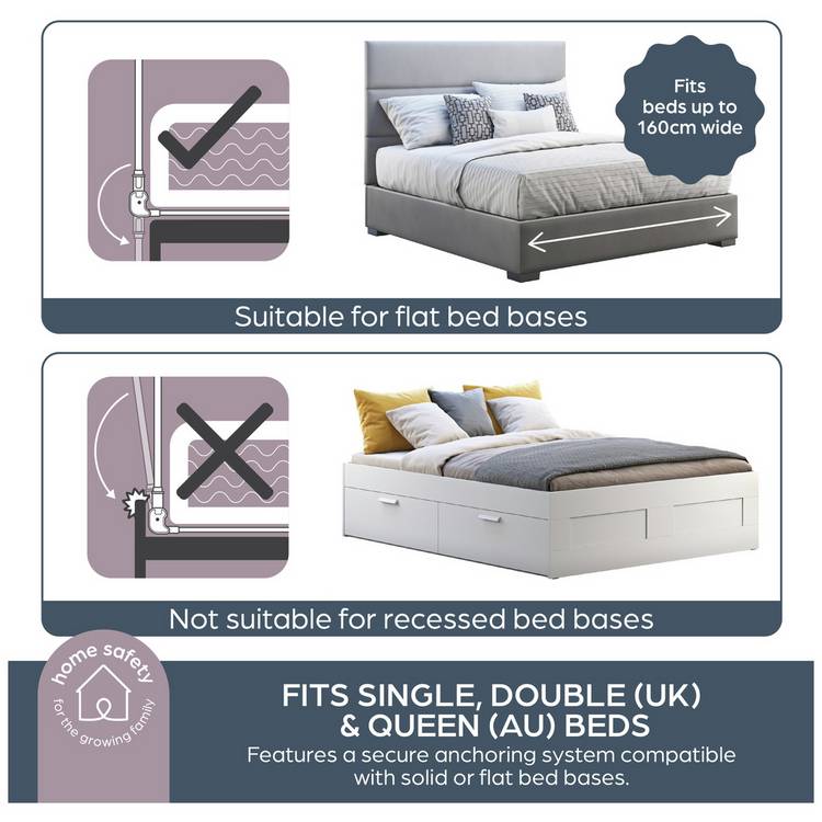 Dreambaby Prague bed rail in grey for toddler beds - British product
