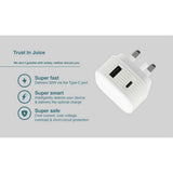 Juice 30W dual-port USB-A USB-C charger white (British brand)