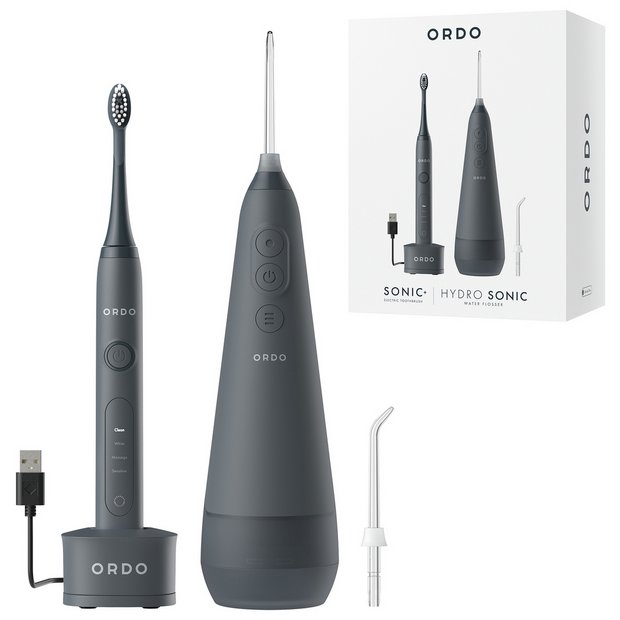 Ordo Sonic+ toothbrush and water flosser bundle Grey - British product