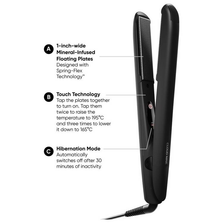 Cloud Nine Touch Iron hair straightener black, imported from the UK