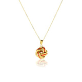 14ct yellow gold coral enamel love knot necklace 45cm - British product