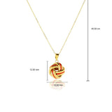 14ct yellow gold coral enamel love knot necklace 45cm - British product