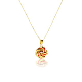 14ct yellow gold coral enamel love knot necklace 45cm - British product