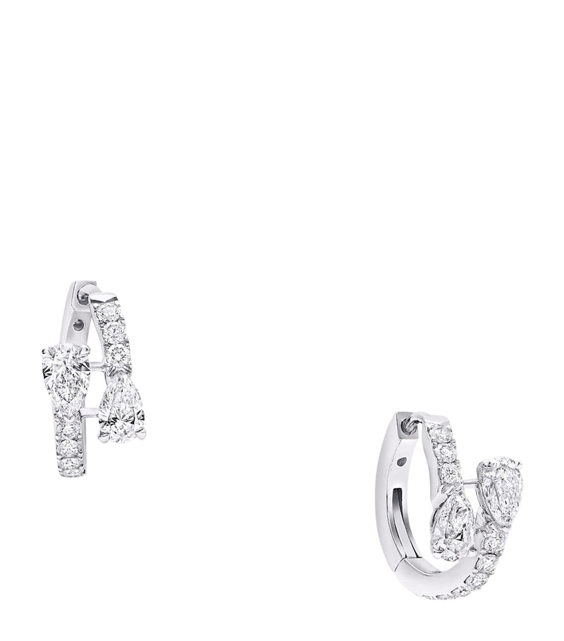 Graff Duet white gold diamond hoop earrings, imported from the UK