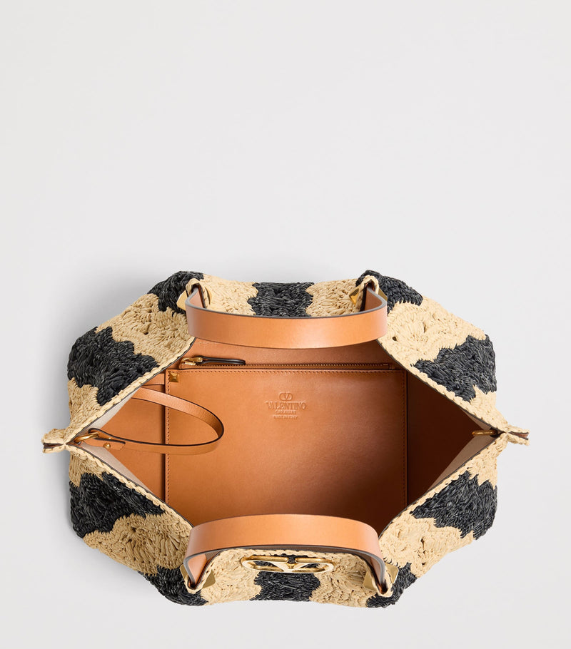 Valentino Garavani medium raffia VLogo tote bag, UK version