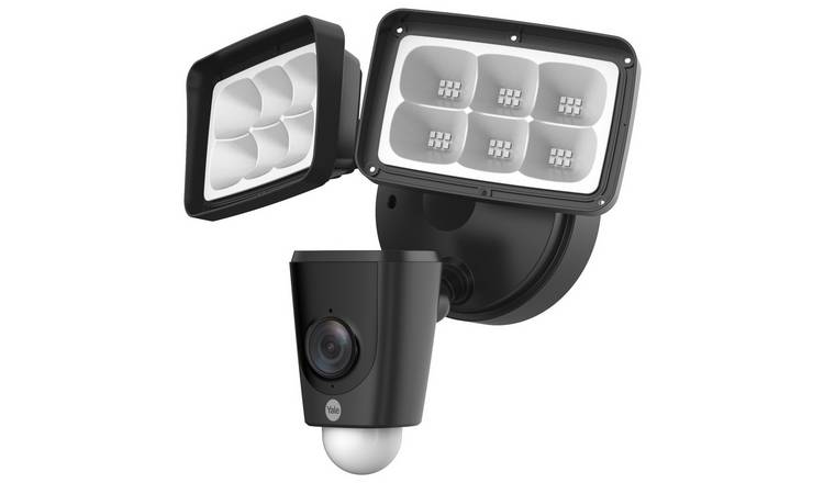 Yale black floodlight security camera 1080p 2000 lumen - British product