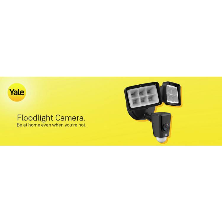 Yale black floodlight security camera 1080p 2000 lumen - British product