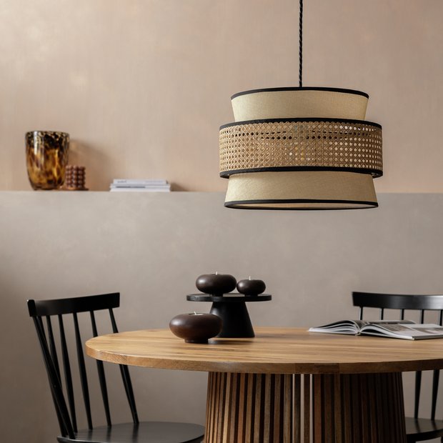 Habitat Ashi natural rattan 3-tier lampshade 40cm, imported from the UK