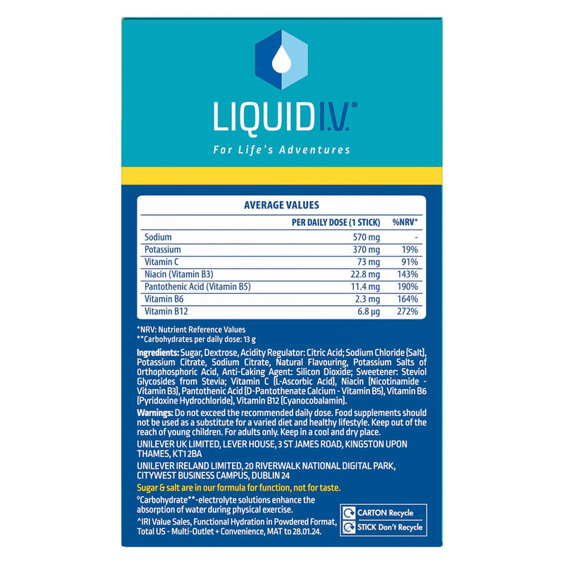Liquid I.V. hydration multiplier powder Lemon Lime 30 sachets - British product