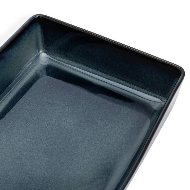 Habitat navy stoneware roaster, imported from the UK
