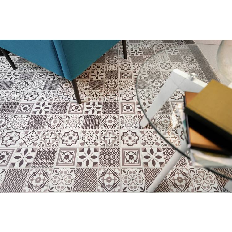 D-C-Fix adhesive vinyl floor tiles in grey, UK version