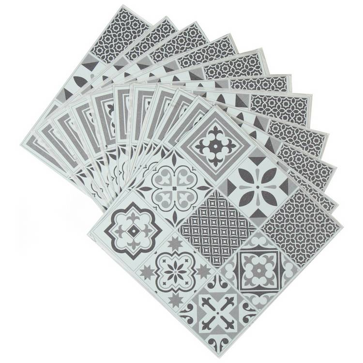 D-C-Fix adhesive vinyl floor tiles in grey, UK version