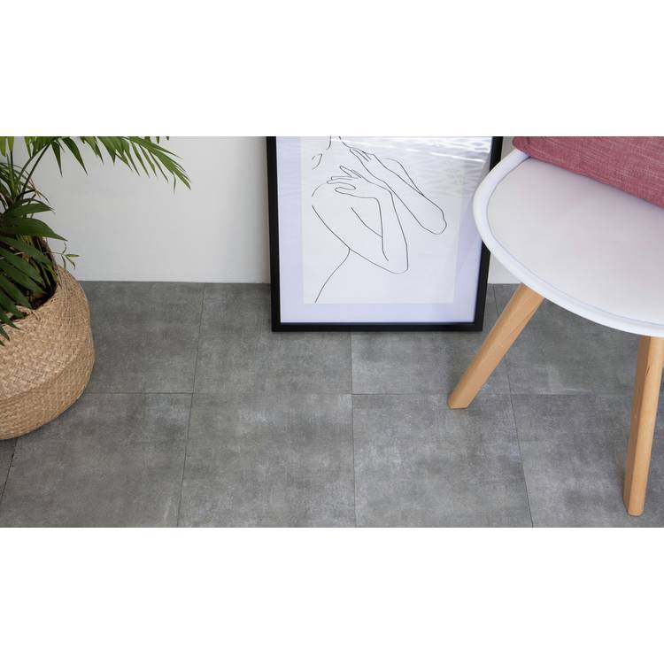 D-C-Fix concrete grey vinyl floor tiles - British product