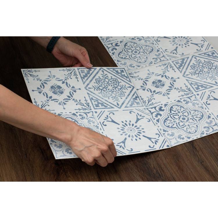 D-C-Fix vintage self adhesive vinyl floor tiles blue - British brand