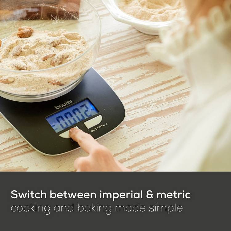 Beurer KS25 electronic kitchen scale with bowl black, imported from the UK