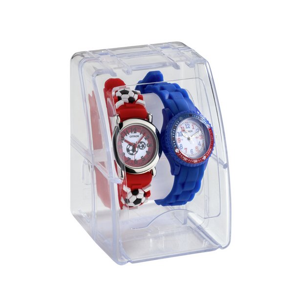 Citron red blue kids watch set with character straps, UK version