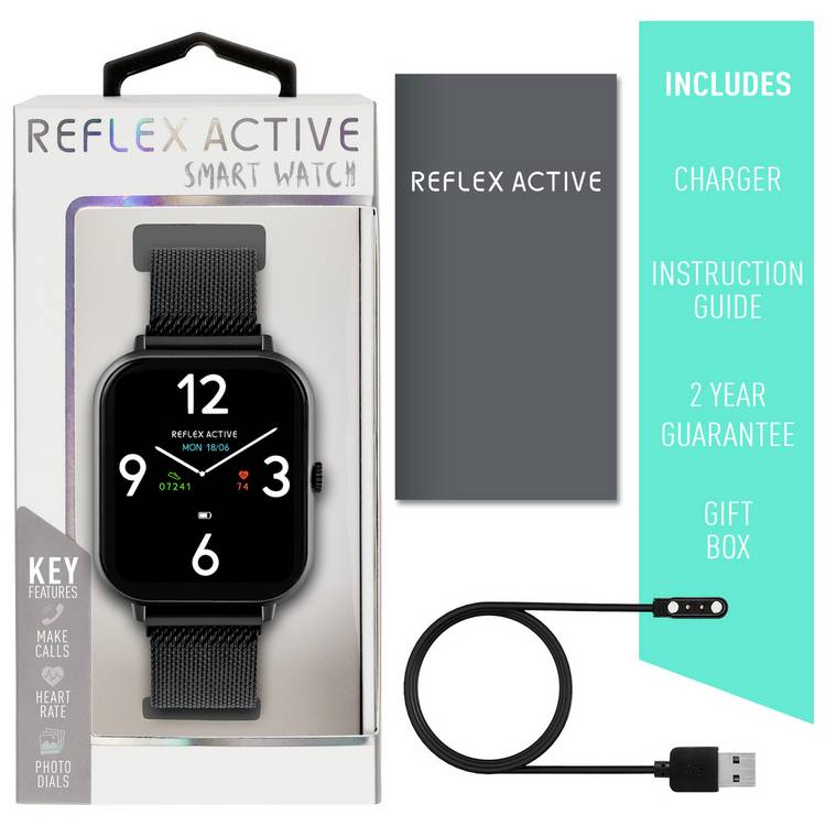 Reflex Active smart watch black mesh strap, UK version