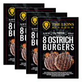 The Lions Kingdom ostrich burgers 4 x 8 x 120g (British brand)