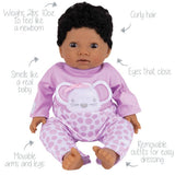 Tiny Treasures baby doll in purple mouse outfit 44cm, UK version
