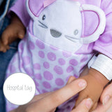 Tiny Treasures baby doll in purple mouse outfit 44cm, UK version