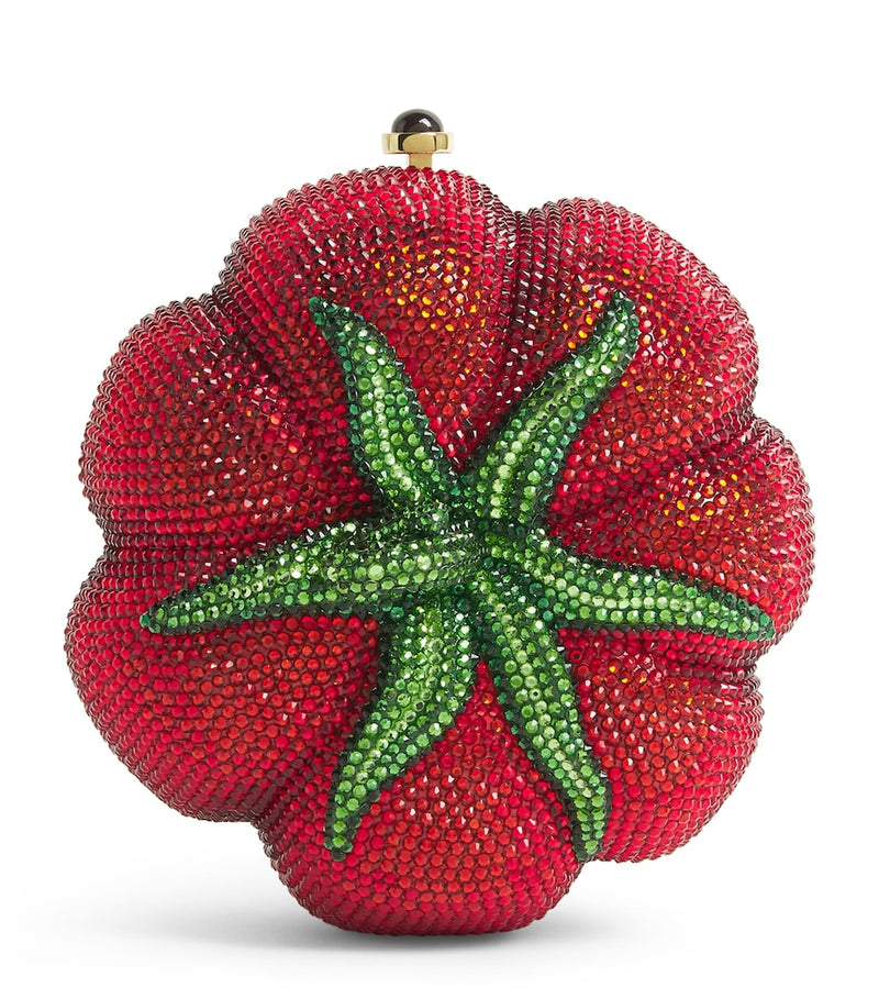 Judith Leiber tomato clutch bag, imported from the UK