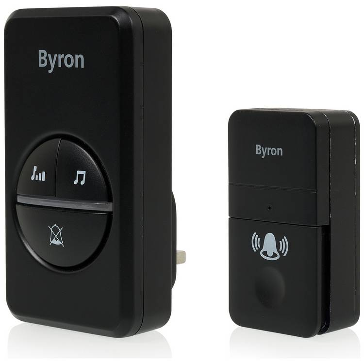 Byron plug-in doorbell twin pack black 100m range, UK version