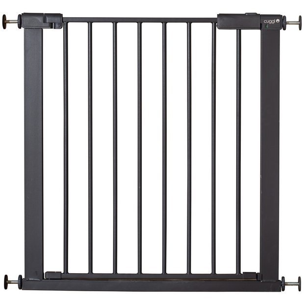 Cuggl grey safety gate with double-locking handle, imported from the UK