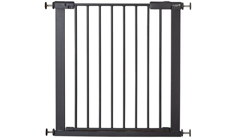 Cuggl grey safety gate with double-locking handle, imported from the UK