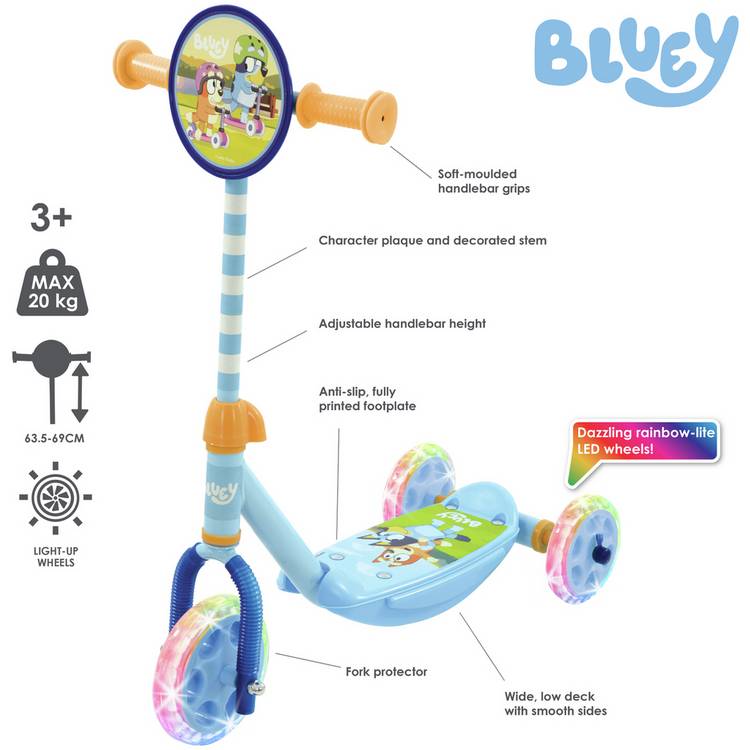Bluey Tri-Lite 3 wheel scooter with LED wheels, UK version