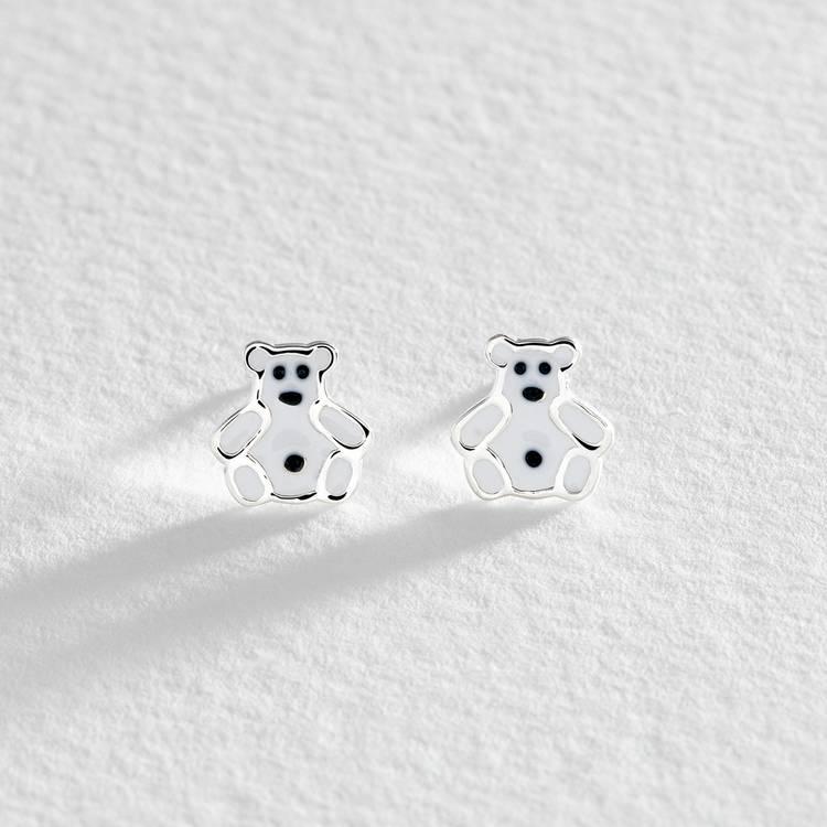 Revere enamel polar bear stud earrings sterling silver (British brand)