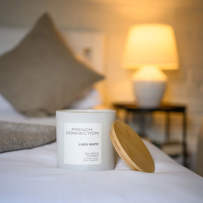 French Connection Pastel Linen White scented candle 1.5kg, imported from the UK