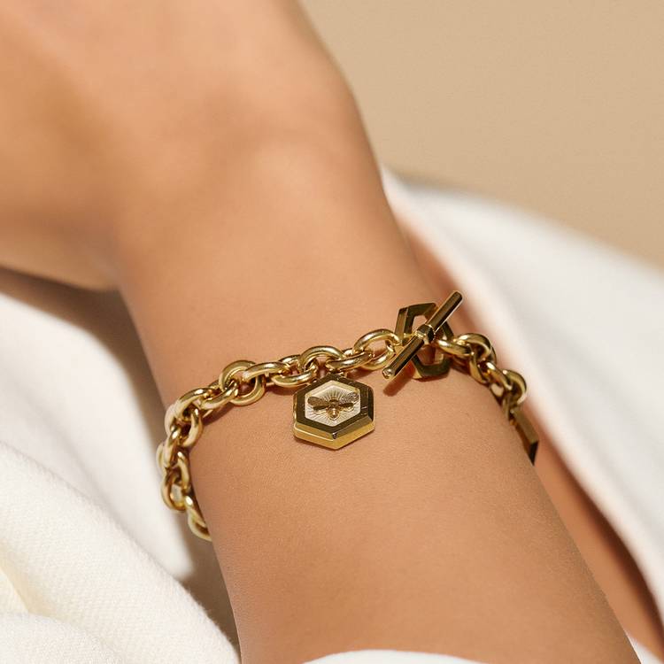 Olivia Burton gold plated bee honeycomb bracelet adjustable (British brand)