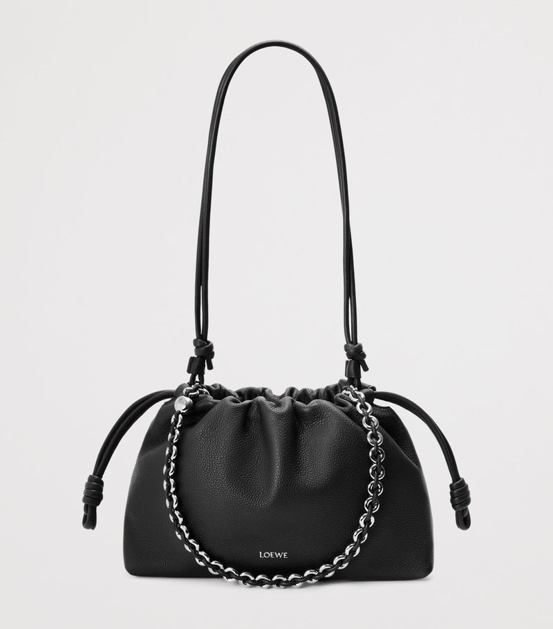 LOEWE Flamenco shoulder bag in leather with knotted drawstrings - British product