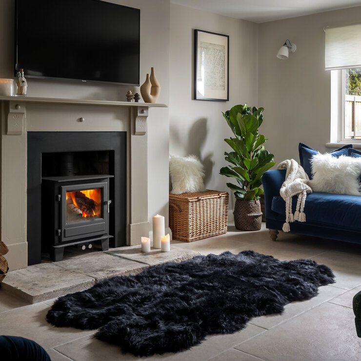 Naturally Sheepskins black sheepskin quad rug 180x110cm - British product